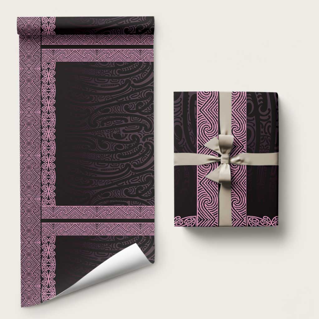 New Zealand Maori Kowhaiwhai Wrapping Paper Mawhero Maui and Mangopare LT9 58" × 23" Pink - Polynesian Pride