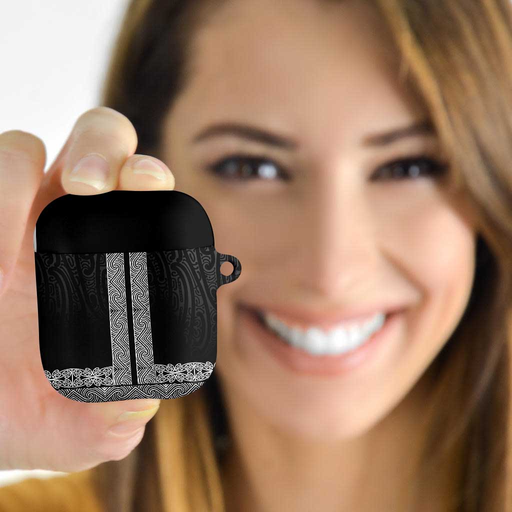 New Zealand Maori Kowhaiwhai AirPods Case Pango Maui and Mangopare LT9 Black - Polynesian Pride