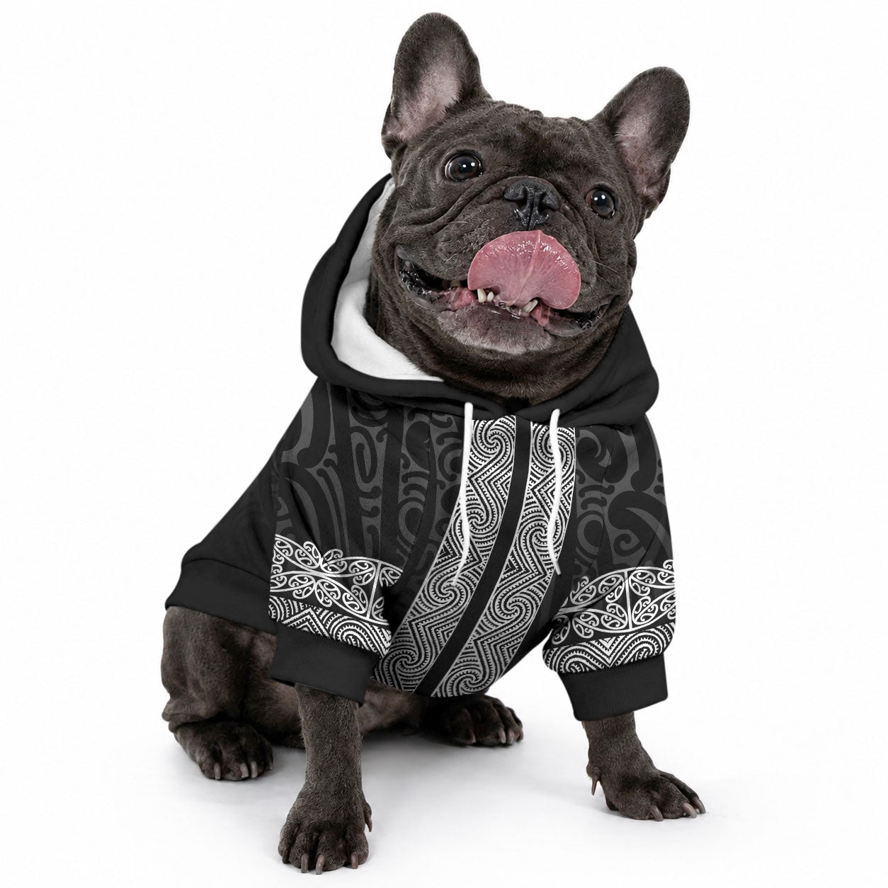 New Zealand Maori Kowhaiwhai Pet Hoodie Pango Maui and Mangopare LT9 - Polynesian Pride