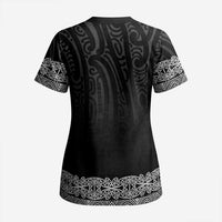 New Zealand Maori Kowhaiwhai Scrub Top Pango Maui and Mangopare LT9 - Polynesian Pride