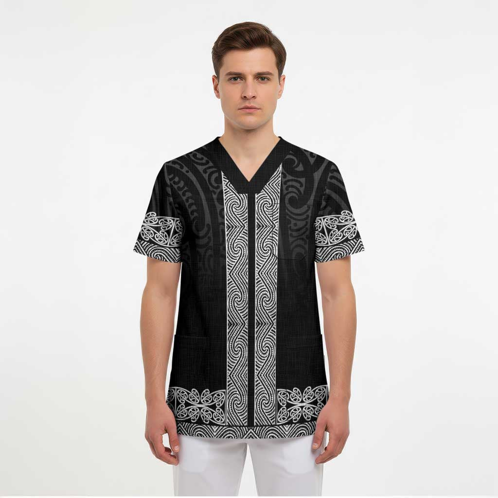 New Zealand Maori Kowhaiwhai Scrub Top Pango Maui and Mangopare LT9 - Polynesian Pride