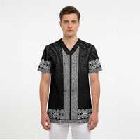 New Zealand Maori Kowhaiwhai Scrub Top Pango Maui and Mangopare LT9 - Polynesian Pride