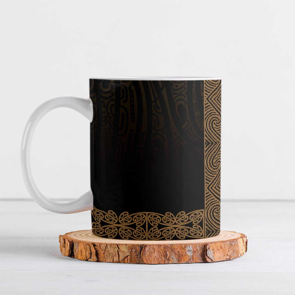 New Zealand Maori Kowhaiwhai Ceramic Mug Parauri Maui and Mangopare LT9 Brown - Polynesian Pride