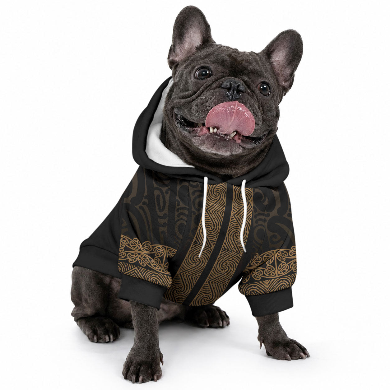 New Zealand Maori Kowhaiwhai Pet Hoodie Parauri Maui and Mangopare LT9 - Polynesian Pride