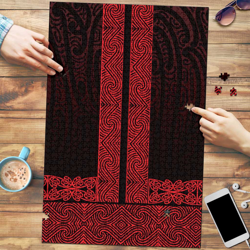 New Zealand Maori Kowhaiwhai Puzzle Whero Maui and Mangopare LT9 Red - Polynesian Pride