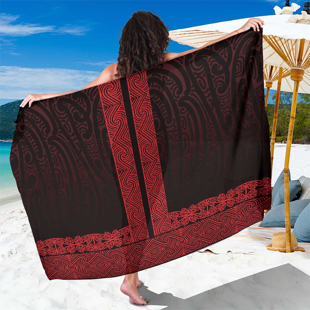 New Zealand Maori Kowhaiwhai Sarong Whero Maui and Mangopare LT9 One Size 44 x 66 inches Red - Polynesian Pride