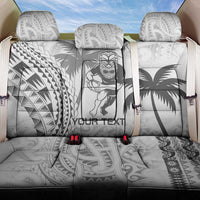 Custom Fiji Black Fern Back Car Seat Cover Maori Warroir with Fijian Masi Pattern LT9 One Size White - Polynesian Pride