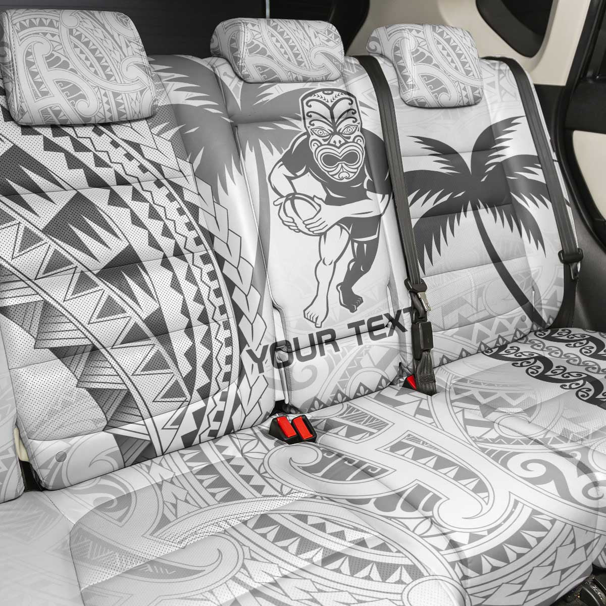 Custom Fiji Black Fern Back Car Seat Cover Maori Warroir with Fijian Masi Pattern LT9 - Polynesian Pride