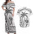 Custom Fiji Black Fern Couples Matching Off Shoulder Maxi Dress and Hawaiian Shirt Maori Warroir with Fijian Masi Pattern