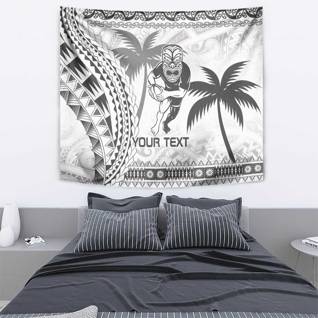 Custom Fiji Black Fern Tapestry Maori Warroir with Fijian Masi Pattern LT9 - Polynesian Pride