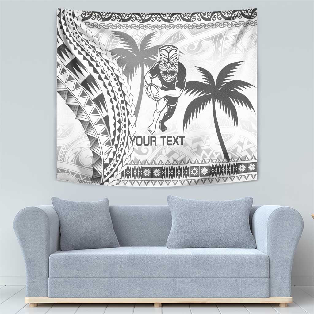 Custom Fiji Black Fern Tapestry Maori Warroir with Fijian Masi Pattern LT9 - Polynesian Pride