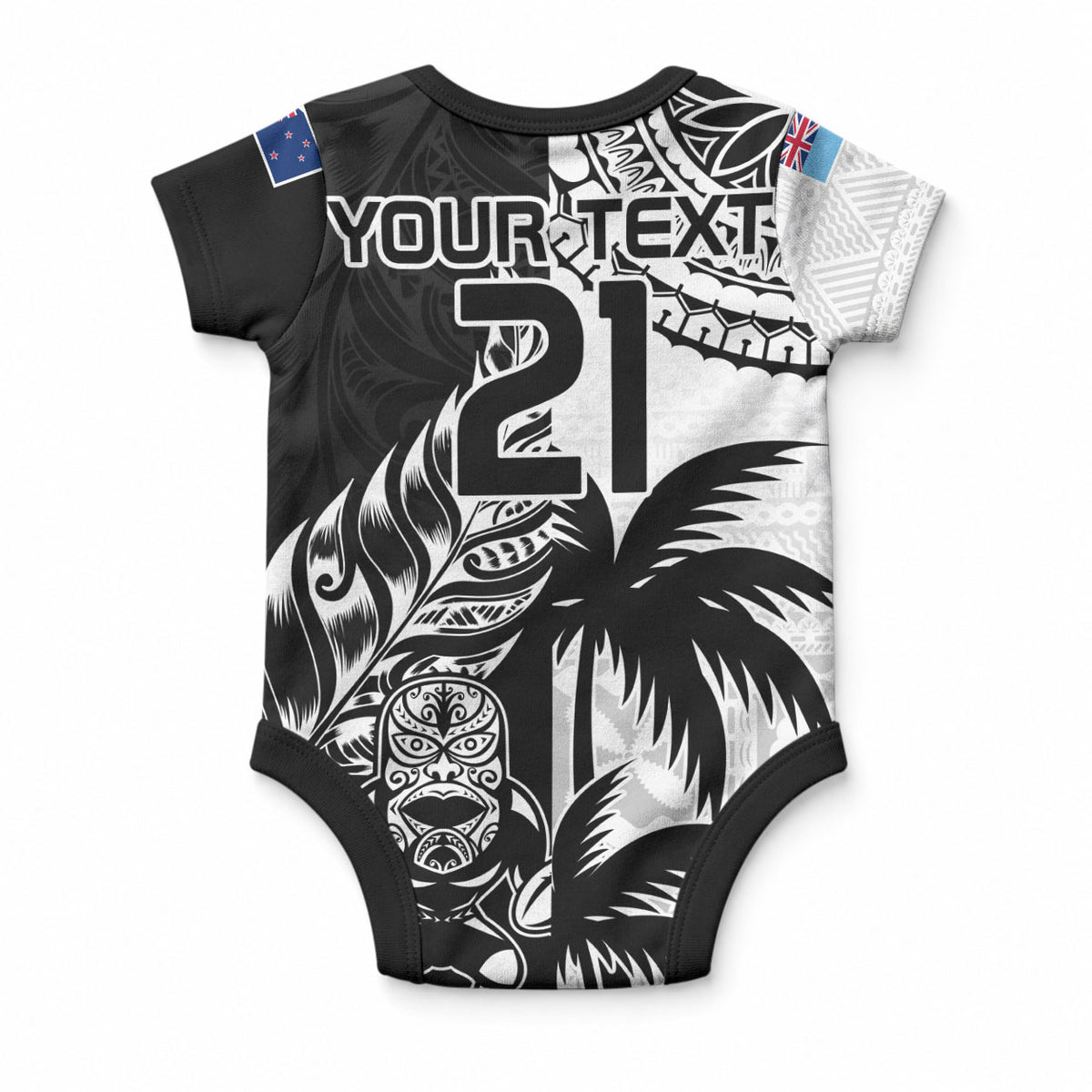 Custom Fiji New Zealand Baby Onesie Maori mix Tapa Pattern Version LT9 - Polynesian Pride