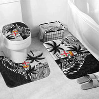 Fiji New Zealand Rugby Personalised Bathroom Set Maori and Tapa Pattern LT9 Mat Set Only (3 pcs) One Size Black - Polynesian Pride