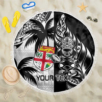 Custom Fiji New Zealand Beach Blanket Maori mix Tapa Pattern Version LT9 One Size 150cm Black - Polynesian Pride
