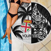 Custom Fiji New Zealand Beach Blanket Maori mix Tapa Pattern Version LT9 - Polynesian Pride