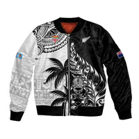 Custom Fiji New Zealand Bomber Jacket Maori mix Tapa Pattern Version LT9 Unisex Black - Polynesian Pride