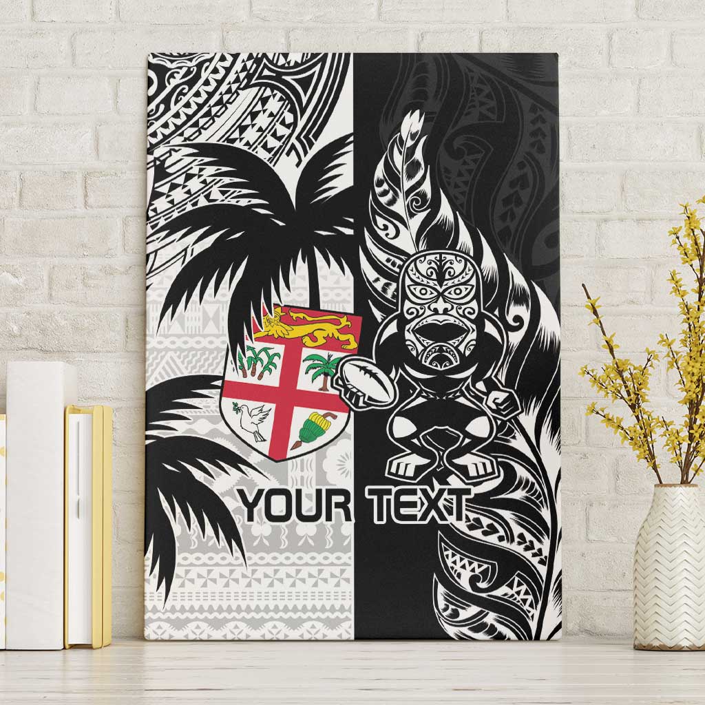 Custom Fiji New Zealand Canvas Wall Art Maori mix Tapa Pattern Version LT9 Without Frame Black - Polynesian Pride