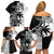 Custom Fiji New Zealand Family Matching Off Shoulder Short Dress and Hawaiian Shirt Maori mix Tapa Pattern Version