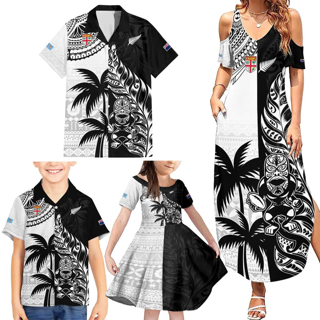 Custom Fiji New Zealand Family Matching Summer Maxi Dress and Hawaiian Shirt Maori mix Tapa Pattern Version