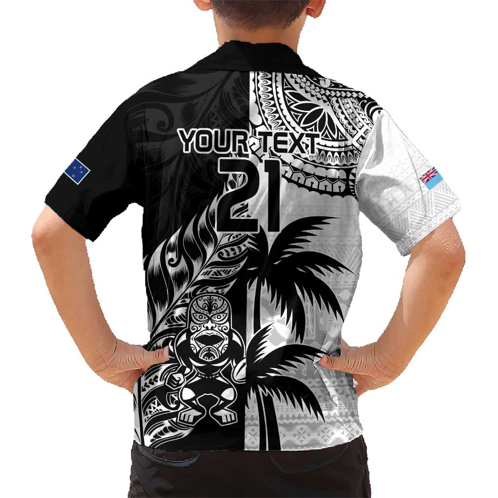 Custom Fiji New Zealand Kid Hawaiian Shirt Maori mix Tapa Pattern Version LT9 - Polynesian Pride