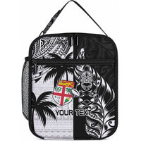 Custom Fiji New Zealand Lunch Bag Maori mix Tapa Pattern Version LT9 10.2 × 8.3 × 4.3 inch Black - Polynesian Pride