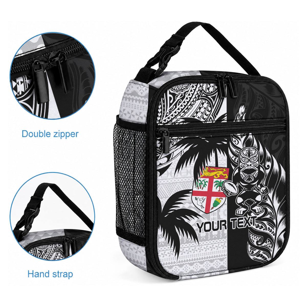 Custom Fiji New Zealand Lunch Bag Maori mix Tapa Pattern Version LT9 - Polynesian Pride