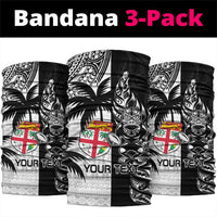 Fiji New Zealand Rugby Personalised Neck Gaiter Maori and Tapa Pattern LT9 package One Size: 25*50cm Black - Polynesian Pride
