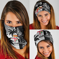 Fiji New Zealand Rugby Personalised Neck Gaiter Maori and Tapa Pattern LT9 - Polynesian Pride