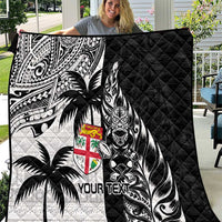 Custom Fiji New Zealand Quilt Maori mix Tapa Pattern Version LT9 Black - Polynesian Pride
