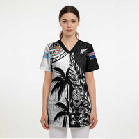 Fiji New Zealand Rugby Personalised Scrub Top Maori and Tapa Pattern LT9 - Polynesian Pride