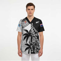 Fiji New Zealand Rugby Personalised Scrub Top Maori and Tapa Pattern LT9 - Polynesian Pride
