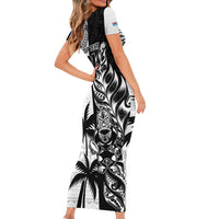 Custom Fiji New Zealand Short Sleeve Bodycon Dress Maori mix Tapa Pattern Version LT9 - Polynesian Pride