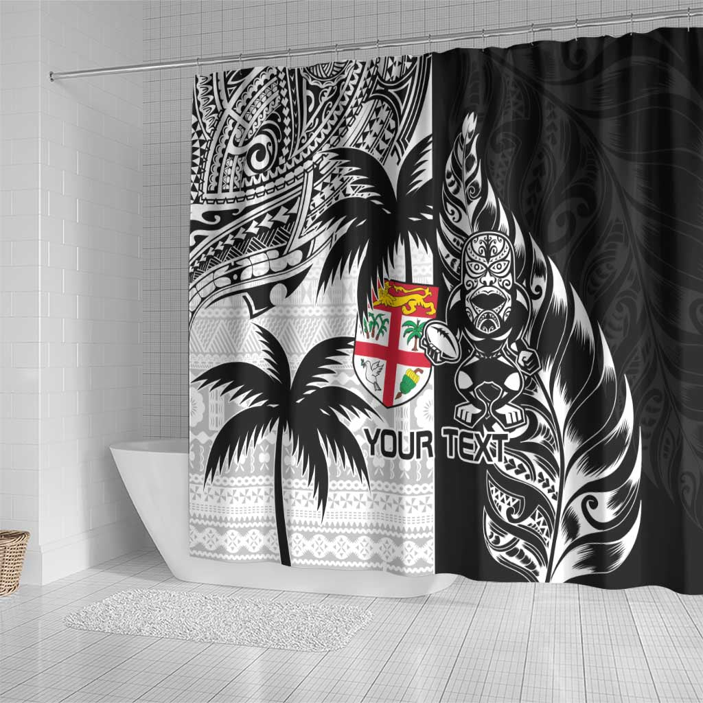 Custom Fiji New Zealand Shower Curtain Maori mix Tapa Pattern Version LT9 - Polynesian Pride