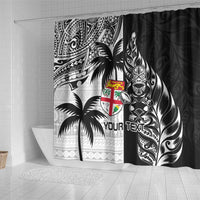 Custom Fiji New Zealand Shower Curtain Maori mix Tapa Pattern Version LT9 - Polynesian Pride
