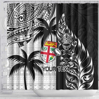 Custom Fiji New Zealand Shower Curtain Maori mix Tapa Pattern Version LT9 - Polynesian Pride