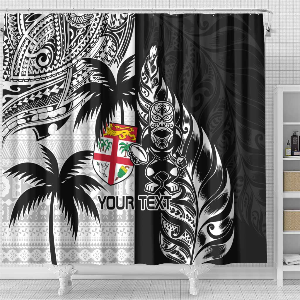 Custom Fiji New Zealand Shower Curtain Maori mix Tapa Pattern Version LT9 - Polynesian Pride