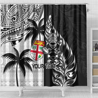 Custom Fiji New Zealand Shower Curtain Maori mix Tapa Pattern Version LT9 - Polynesian Pride