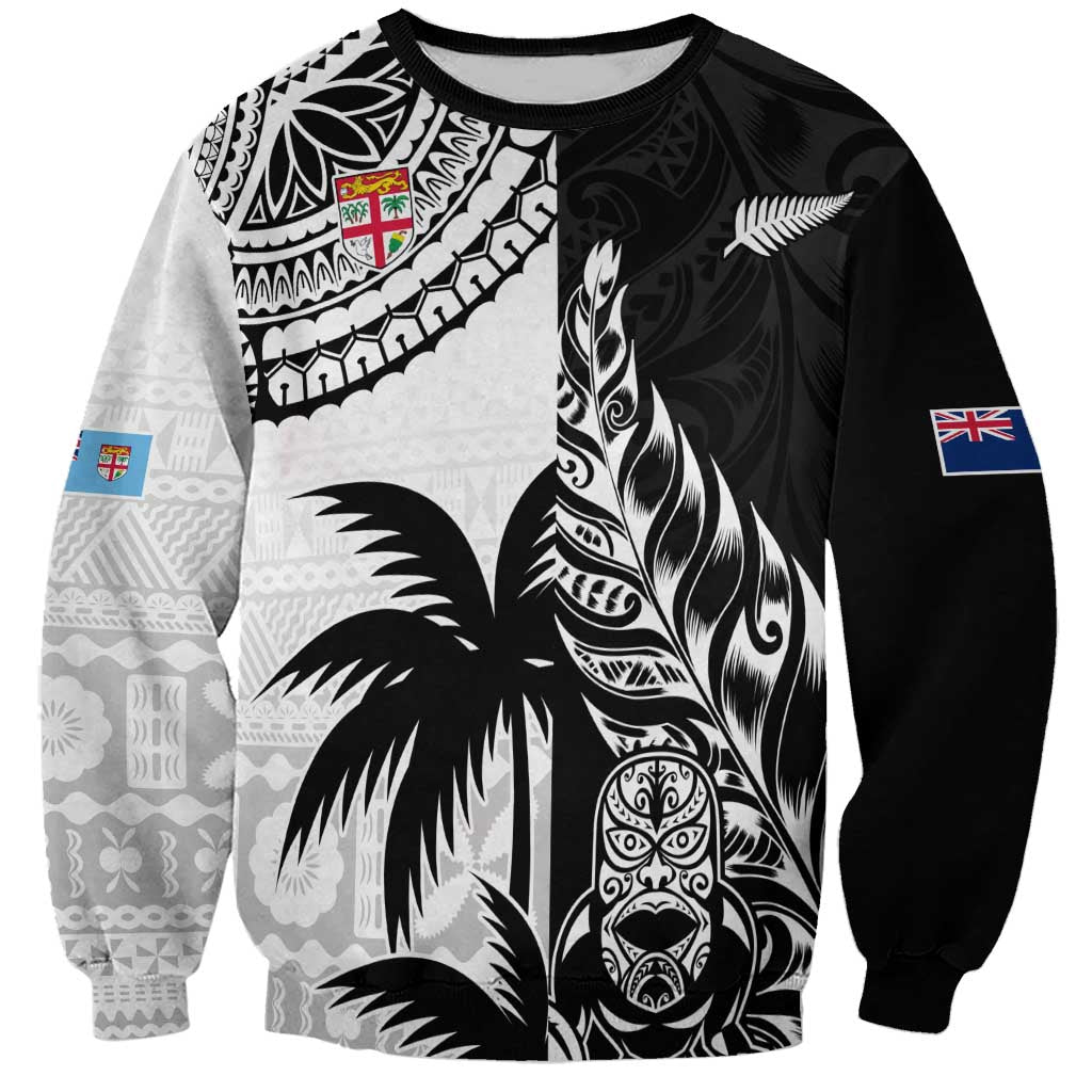 Custom Fiji New Zealand Sweatshirt Maori mix Tapa Pattern Version LT9 Unisex Black - Polynesian Pride