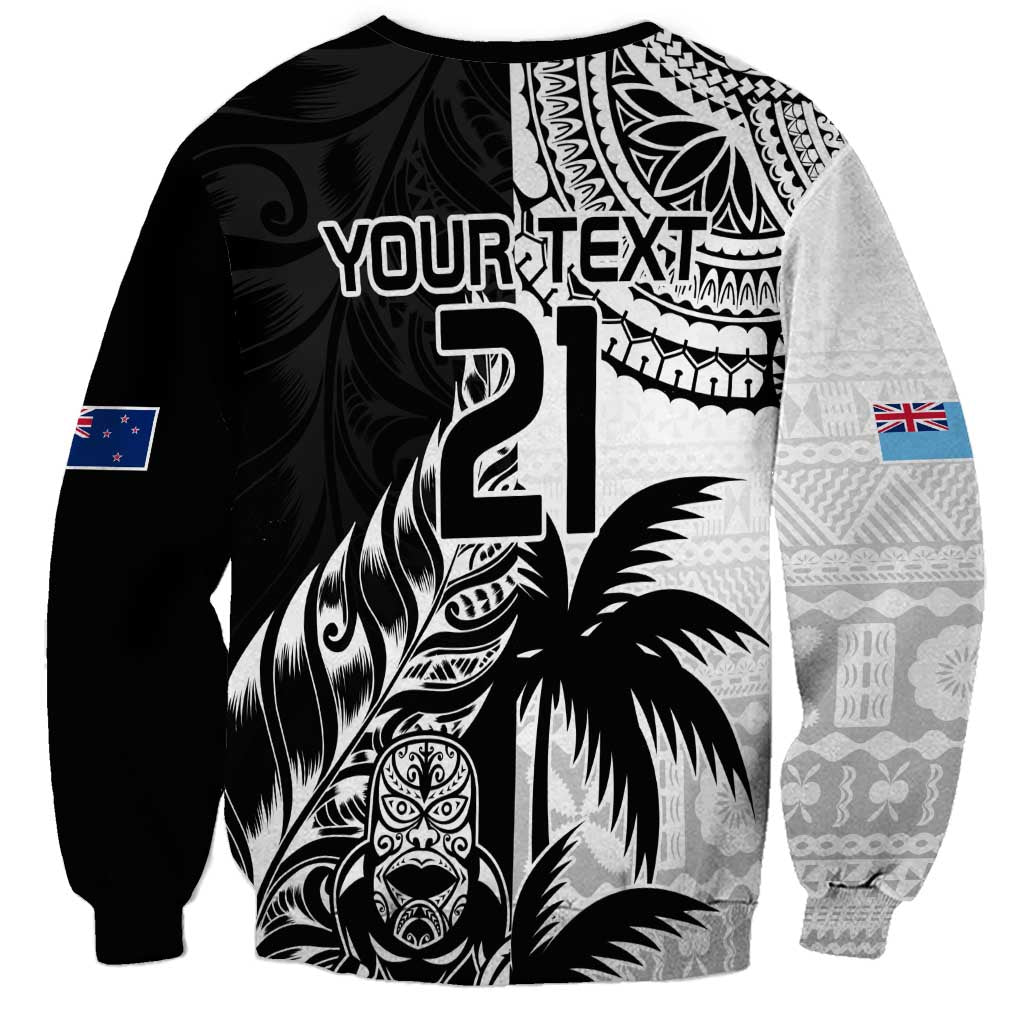 Custom Fiji New Zealand Sweatshirt Maori mix Tapa Pattern Version LT9 - Polynesian Pride