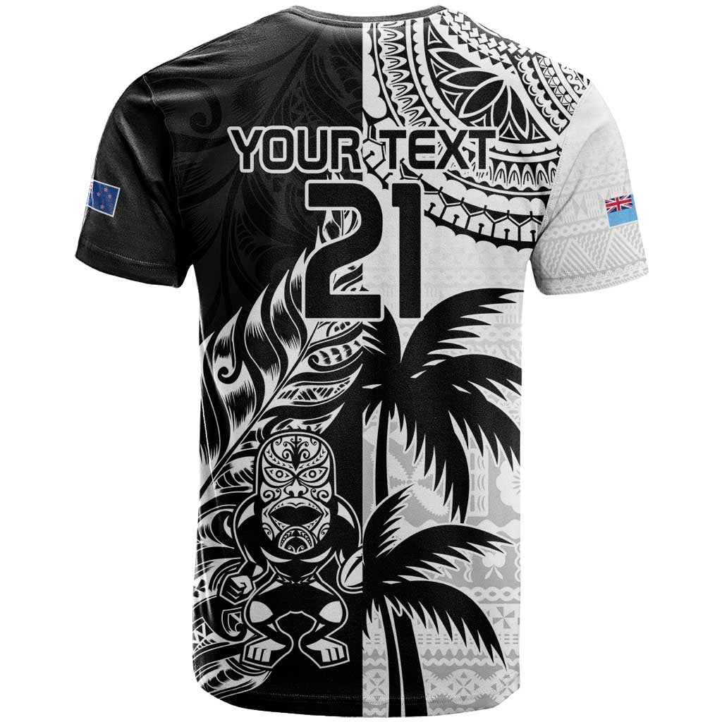 Custom Fiji New Zealand T Shirt Maori mix Tapa Pattern Version LT9 - Polynesian Pride
