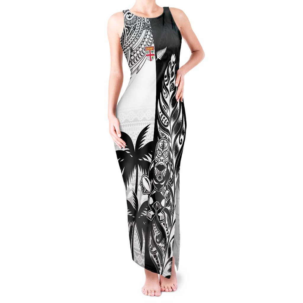 Custom Fiji New Zealand Tank Maxi Dress Maori mix Tapa Pattern Version LT9 Women Black - Polynesian Pride