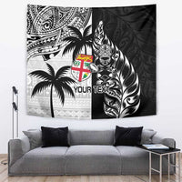 Custom Fiji New Zealand Tapestry Maori mix Tapa Pattern Version LT9 Black - Polynesian Pride