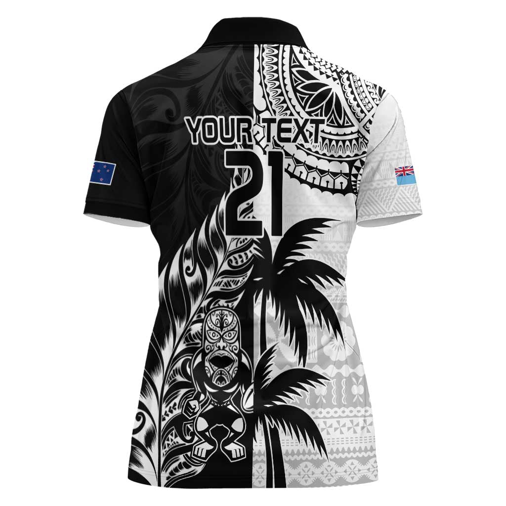 Custom Fiji New Zealand Women Polo Shirt Maori mix Tapa Pattern Version LT9 - Polynesian Pride