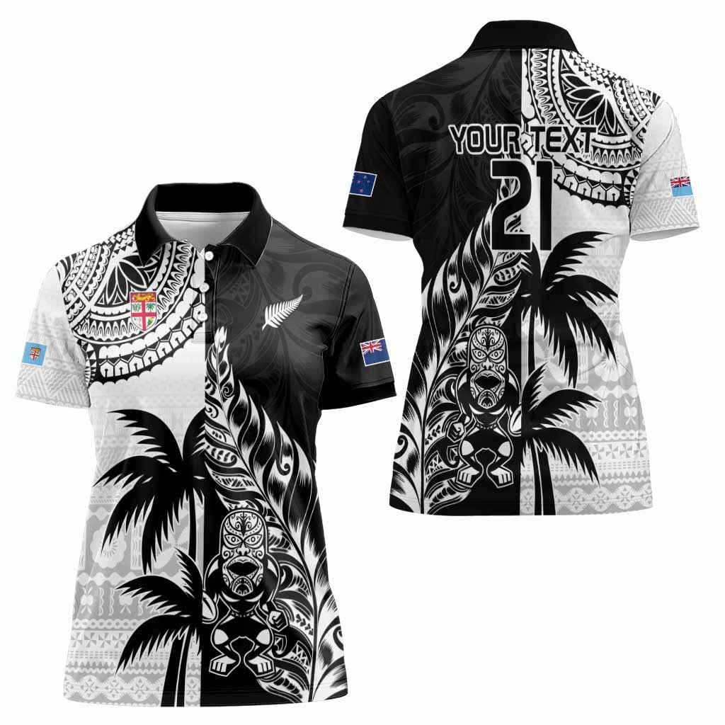 Custom Fiji New Zealand Women Polo Shirt Maori mix Tapa Pattern Version LT9 - Polynesian Pride
