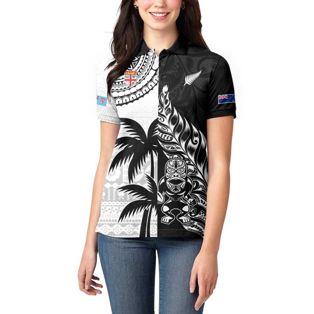 Custom Fiji New Zealand Women Polo Shirt Maori mix Tapa Pattern Version LT9 - Polynesian Pride