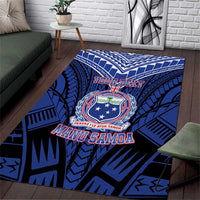 Custom Manu Samoa Sevens Rugby Area Rug Samoan Tribal Tattoo LT9 Blue - Polynesian Pride