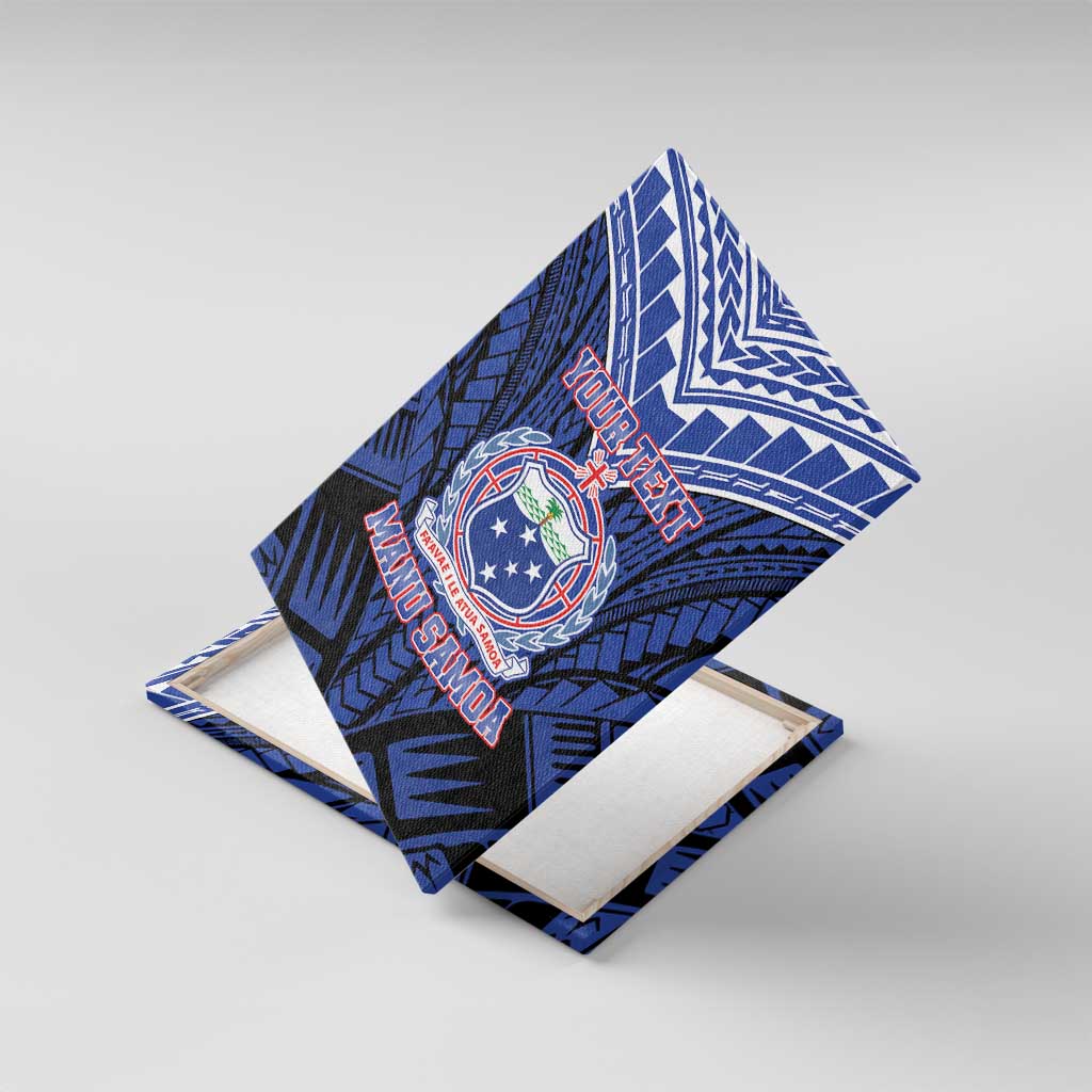 Custom Manu Samoa Sevens Rugby Canvas Wall Art Samoan Tribal Tattoo LT9 With Frame Blue - Polynesian Pride
