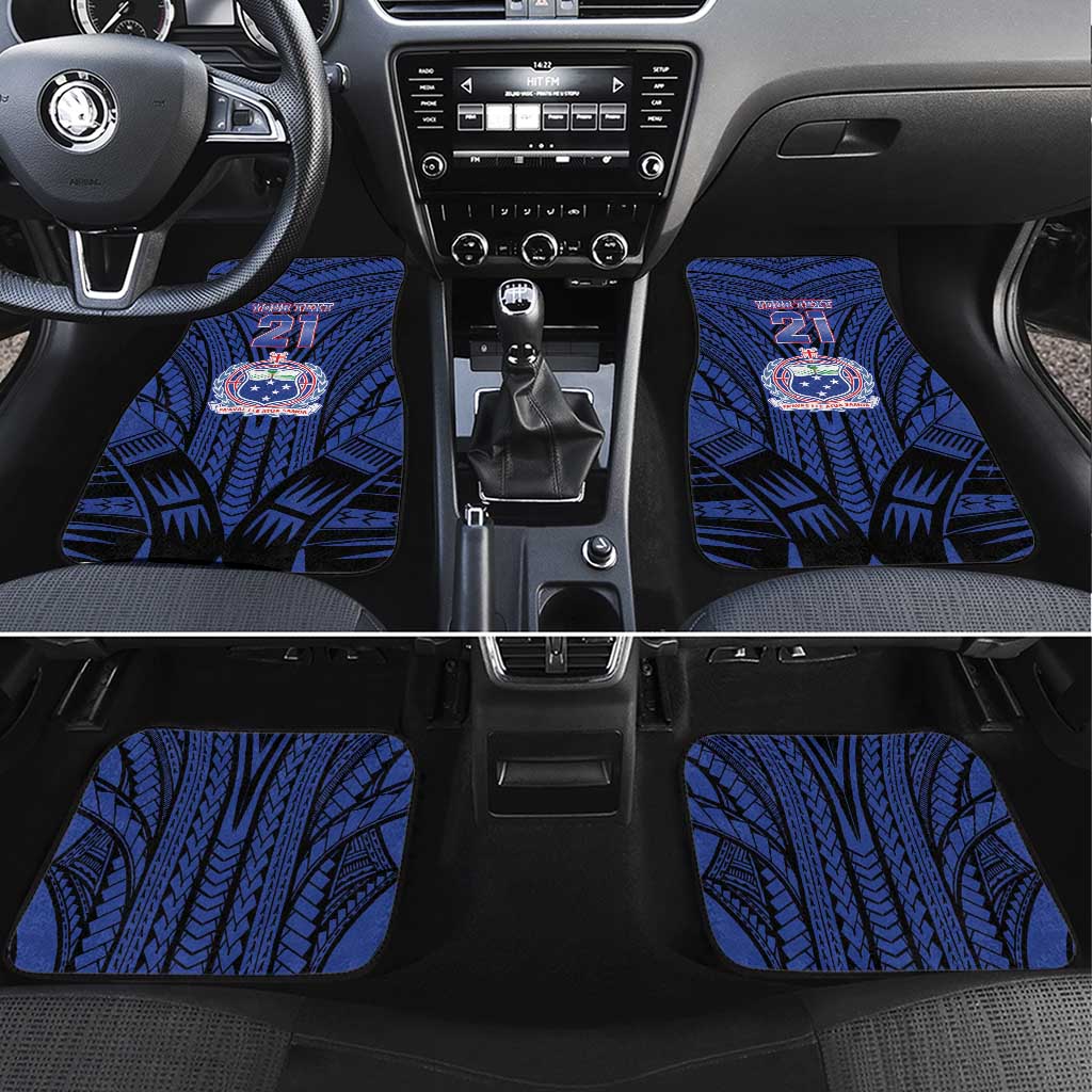 Custom Manu Samoa Sevens Rugby Car Mats Samoan Tribal Tattoo LT9 Set 4pcs Blue - Polynesian Pride