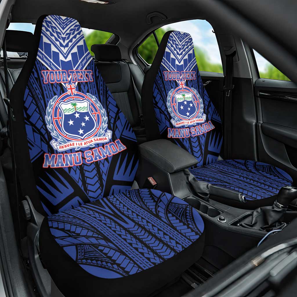 Custom Manu Samoa Sevens Rugby Car Seat Cover Samoan Tribal Tattoo LT9 One Size Blue - Polynesian Pride