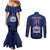 Custom Manu Samoa Sevens Rugby Couples Matching Mermaid Dress and Long Sleeve Button Shirt Samoan Tribal Tattoo